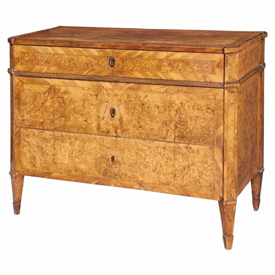 Lot 385 - Swedish Burr Elmwood Secretaire/Commode Late...