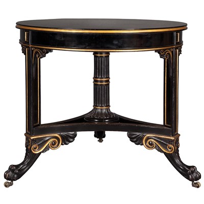 Lot 613 - Aesthetic Movement Ebonized and Parcel Gilt...