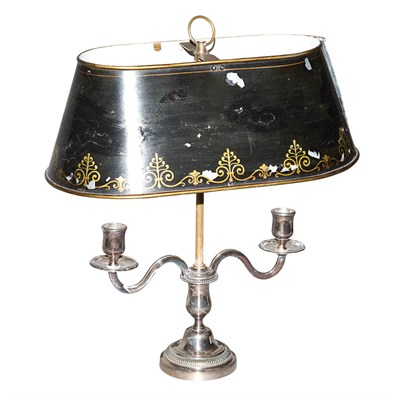 Lot 180 - Pair of Silver Plated Bouillotte Lamps Height...
