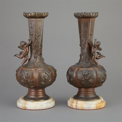 Lot 182 - Pair of Art Nouveau Style Patinated Spelter...