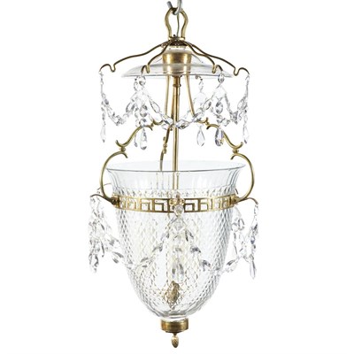 Lot 572 - Russian Neoclassical Brass and Cut Glass Three-...