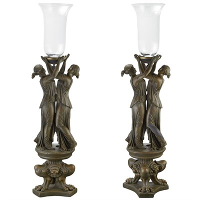 Lot 570 - Pair of Regency Simulated Bronze Plaster...