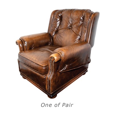 Lot 193 - Pair of English Leather Upholstered Club...