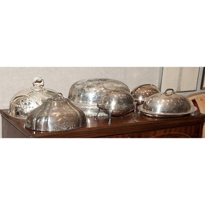 Lot 352A - Group of Seven Silver-Plated Dome Lids