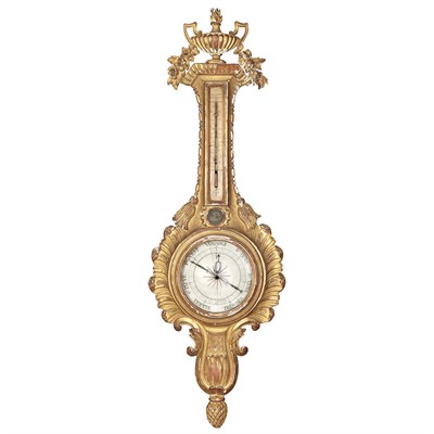 Lot 628 - Louis XV Style Giltwood Barometer The shaped...