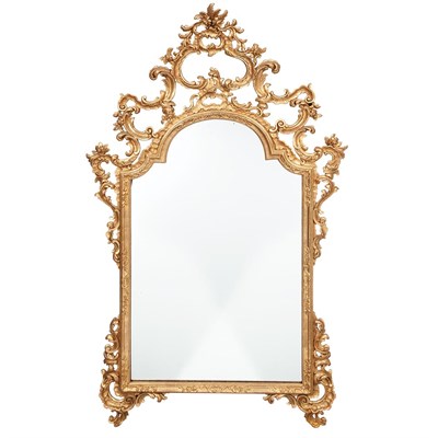 Lot 445 - Louis XVI Style Gold Painted Mirror The arched...