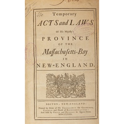Lot 12 - [MASSACHUSETTS - COLONIAL] Temporary Acts and...