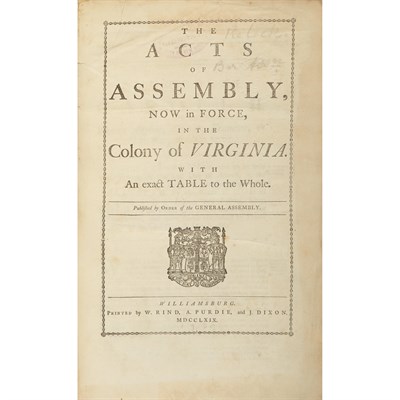 Lot 8 - [VIRGINIA] The acts of Assembly, now in force,...