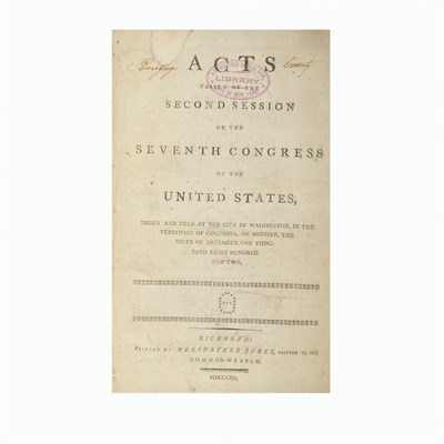 Lot 214 - [UNITED STATES] Acts Passed at the Second...