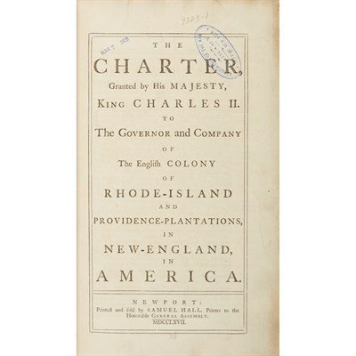 Lot 6 - [RHODE ISLAND] The Charter, Granted by His...