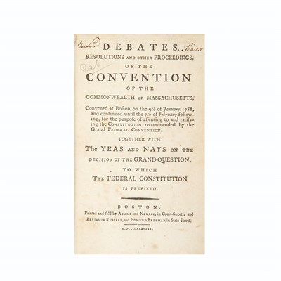 Lot 155 - [MASSACHUSETTS] Debates, Resolutions and other...