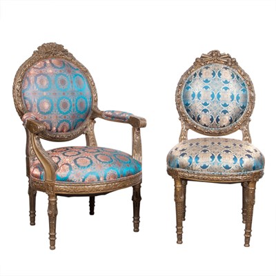 Lot 124 - Louis XVI Style Carved and Painted Suite of...