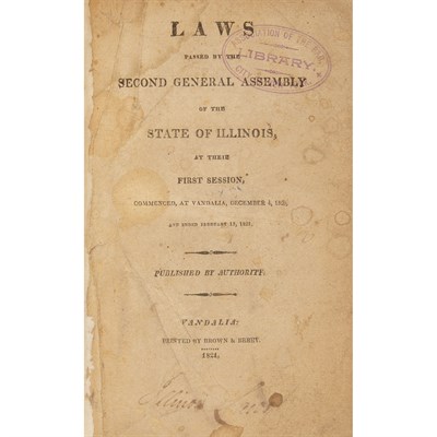 Lot 86 - [ILLINOIS] Group of early state laws,...