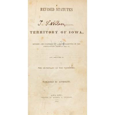 Lot 71 - [IOWA] Revised Statutes of the Territory of...