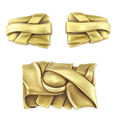 Lot 29 - Gold Brooch and Pair of Earclips, Barry Kieselstein-Cord