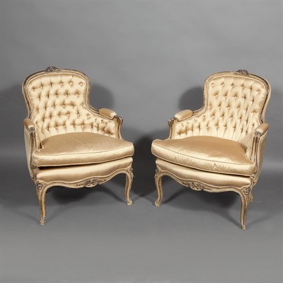 Lot 116 - Pair of Louis XV Style Carved and Painted...