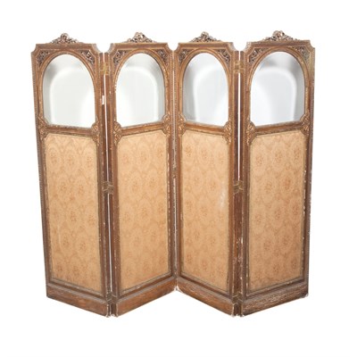 Lot 111 - Louis XVI Style Giltwood Four-Panel Folding...