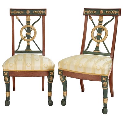 Lot 612 - Pair of Russian Neoclassical Painted and...