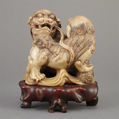 Lot 186 - Chinese Soapstone Carving of Fu Lions Height 5...