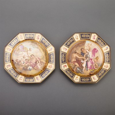 Lot 110 - Pair of Vienna Gilt and Polychrome Decorated...