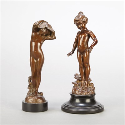 Lot 400 - Two Art Nouveau Style Bronze Figures After...