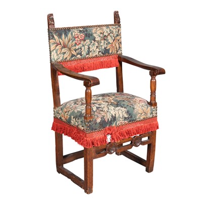 Lot 104 - Baroque Style Walnut Armchair The padded back...