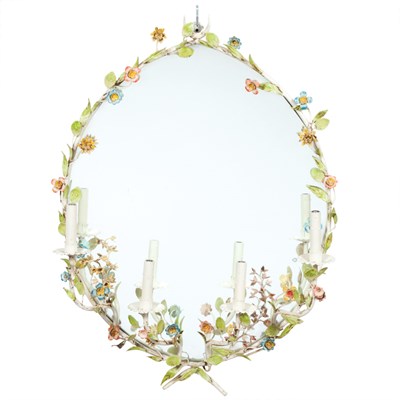 Lot 327 - Floral Decorated Painted Metal Girondole...