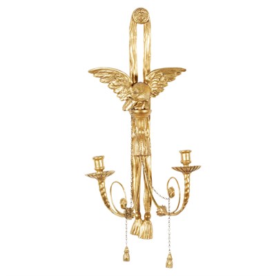 Lot 227 - Pair of Neoclassical Style Giltwood Two-Light...