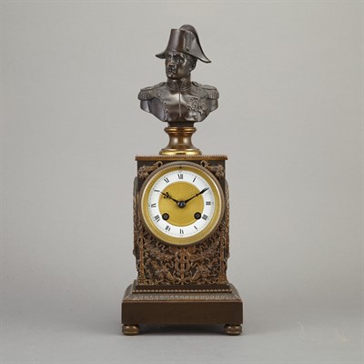 Lot 366 - Napoleonic Patinated-Bronze Mantel Clock...