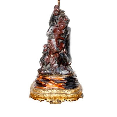 Lot 174 - Chinese Hardstone Monkey-Form Lamp Height 14...