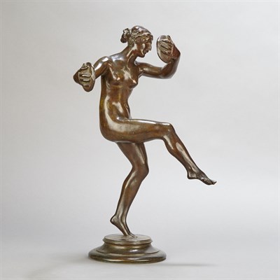 Lot 496 - Bronze Figure of a Female Dancer Playing the...
