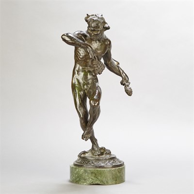 Lot 152 - Bronze Figure of a Satyr Carrying Pipes and a...