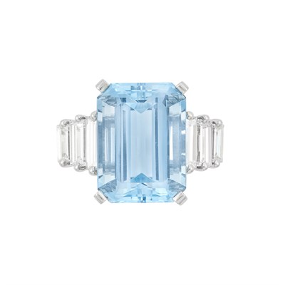 Lot 342 - Platinum, Aquamarine and Diamond Ring, Tiffany & Co.