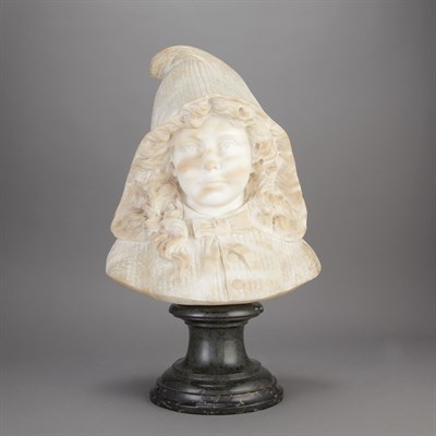 Lot 729 - Italian Carved Alabaster Bust of a Girl Cesare...
