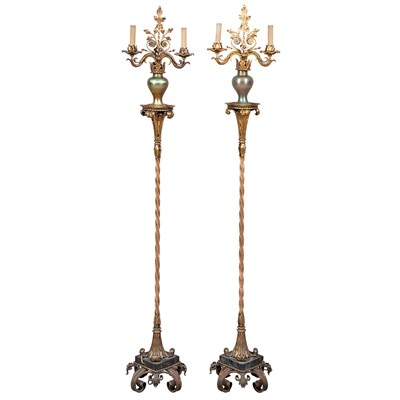 Lot 541 - Pair of Art Deco Gilt and Cold Painted Wrought...