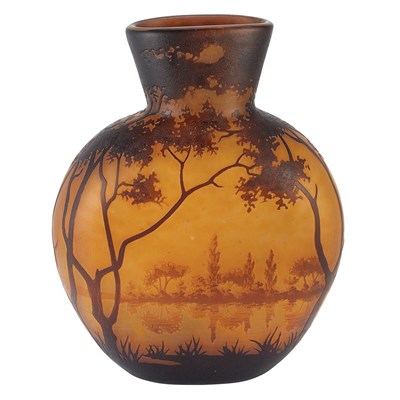 Lot 625 - Daum Art Nouveau Acid Etched Cameo Glass Vase...