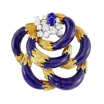 Lot 21 - Gold, Lapis and Diamond Brooch, Kutchinsky
