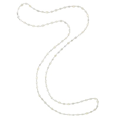 Lot 345 - Long Platinum and Diamond Chain Necklace