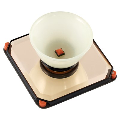 Lot 109 - Art Deco Silver, White Jade, Black Enamel and Coral Desk Objet, Cartier, France