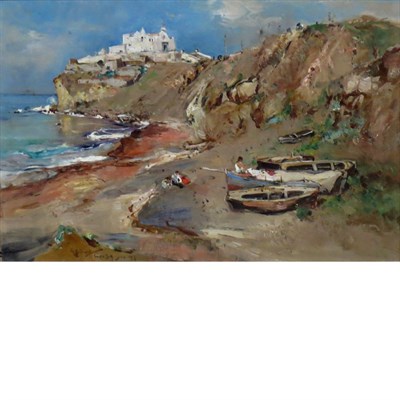Lot 58 - Giuseppe Casciaro Italian, 1863-1945 Coastal...