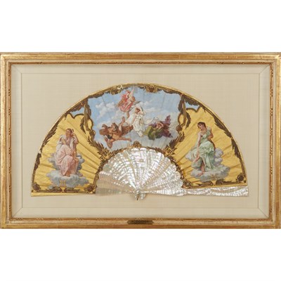 Lot 105 - Painted Paper and Mother-of-Pearl Folding Fan...