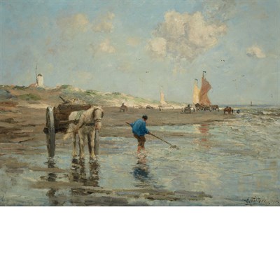 Lot 10 - Evert Pieters Dutch, 1856-1932 By the Seashore,...