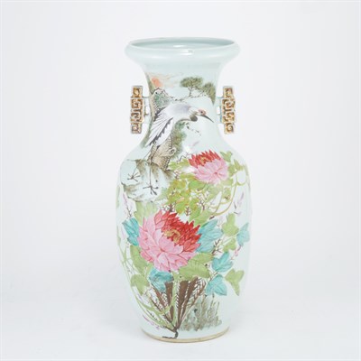 Lot 249 - Pair of Chinese Famille Rose Porcelain Vases...