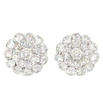 Lot 165 - Pair of White Gold and Diamond Flower Earclips