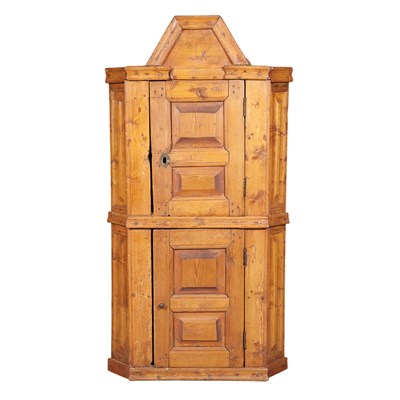 Lot 183 - Continental Provincial Pine Corner Cupboard...