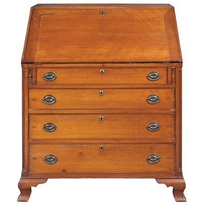 Lot 126 - Chippendale Cherry Slant Front Desk 18th...