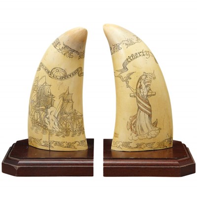 Lot 167 - Group of Faux Scrimshaw Whales Teeth Including...