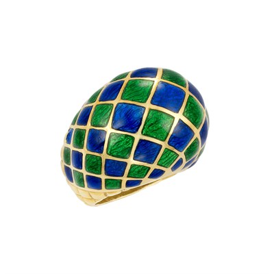 Lot 238 - Gold and Enamel Dome Ring, David Webb