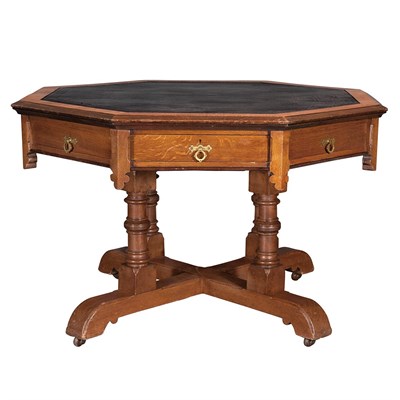 Lot 614 - Aesthetic Movement Oak Library Table 19th...