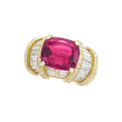 Lot 272 - Gold, Rubellite and Diamond Ring